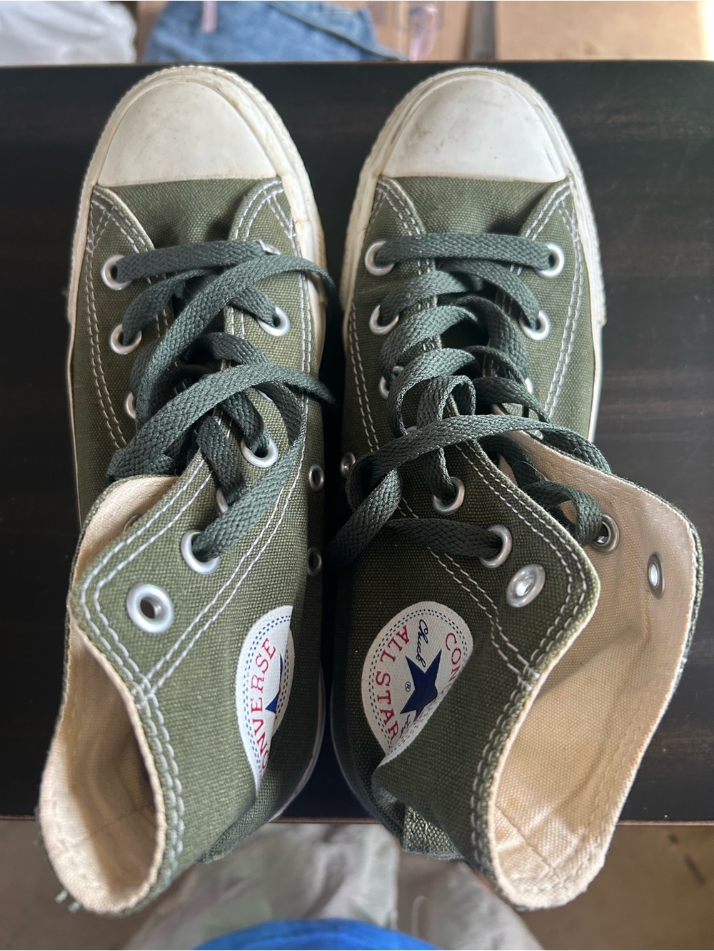 Converse Kids Olive Green High-Top Sneakers with White Toe